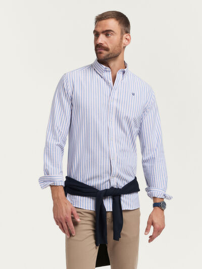 CAMISA OXFORD FANCY STR AZUL