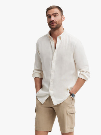 CAMISA LINO C.BOTON CRUDO