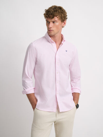 CAMISA OXFORD RAYAS ROSA