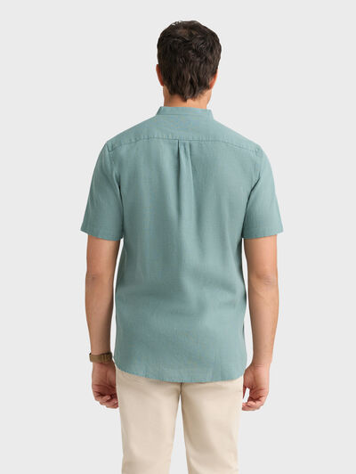 CAMISA LINO M.CORTA MAO AZUL