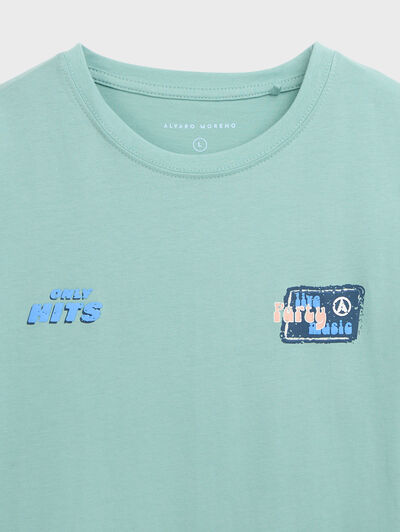 CAMISETA RETRO VERDE AGUA