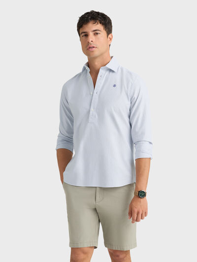 POLERA OXFORD RAYAS AZUL