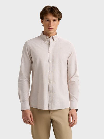 CAMISA OXFORD MIL RAYAS CAMEL
