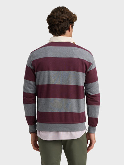 SUDADERA POLO RAYAS BURDEOS