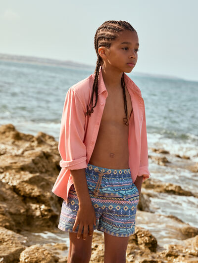 CAMISA OXFORD DYE KIDS CORAL