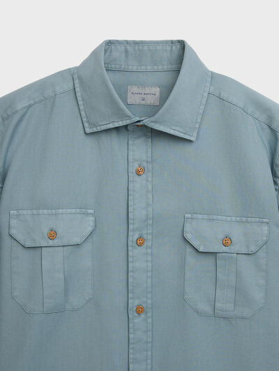 CAMISA PANAMA BOLSILLOS AZUL