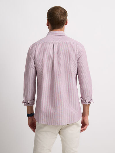 CAMISA OXFORD RAYAS DOWN BURDEOS