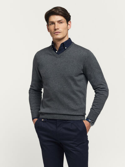 JERSEY V-NECK BASIC GRIS
