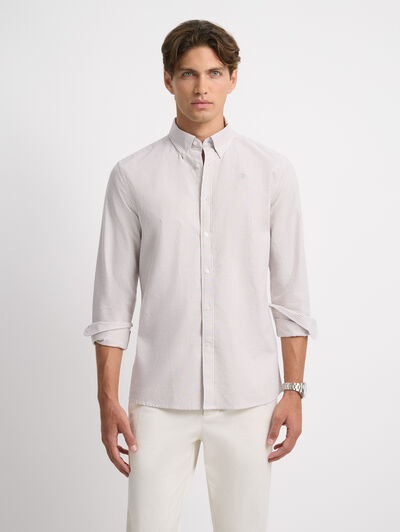 CAMISA OXFORD STRIPES CAMEL