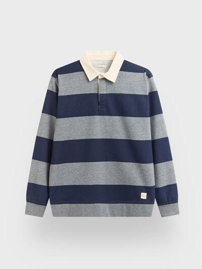 SUDADERA POLO RAYAS GRIS