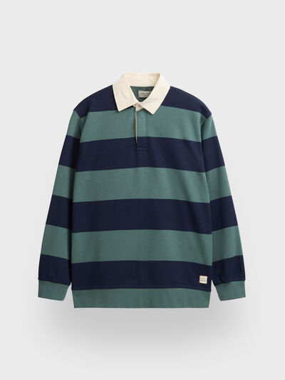 SUDADERA POLO RAYAS VERDE