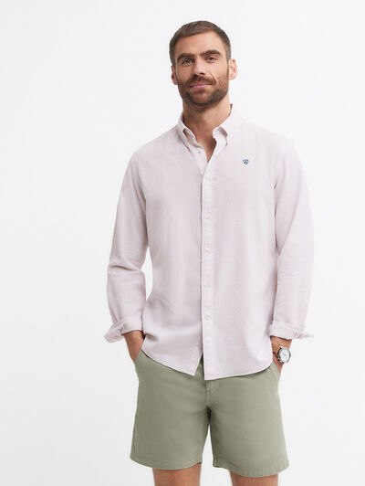 CAMISA LINO 500 RAYAS BEIGE