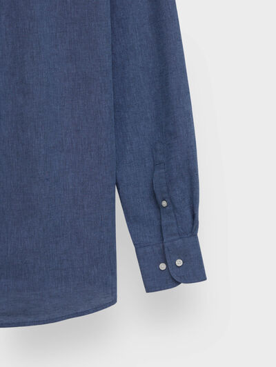 CAMISA LINO C.BOTON AZUL