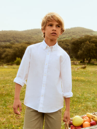 CAMISA LINO C.BOTON KIDS BLANCO