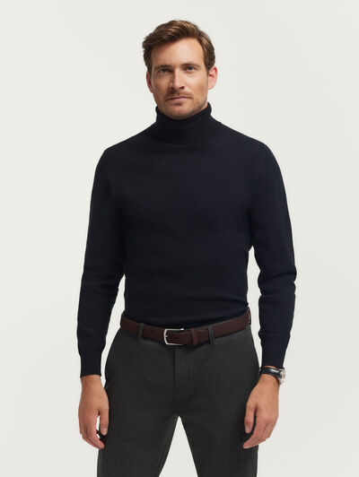 JERSEY ROLL COLLAR NEGRO