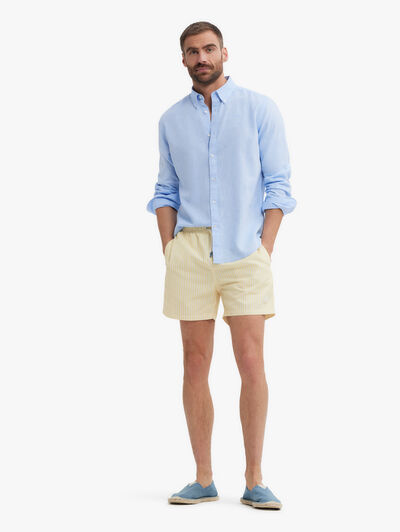 CAMISA LINO C.BOTON AZUL