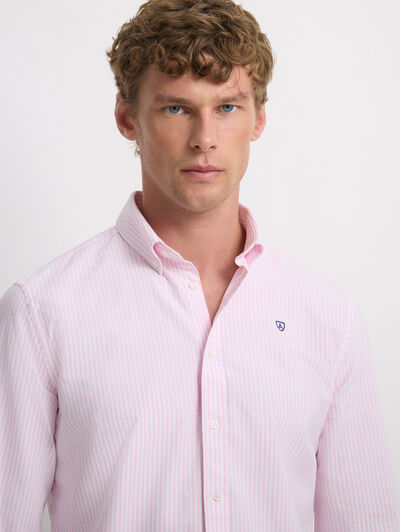 CAMISA OXFORD RAYAS ROSA