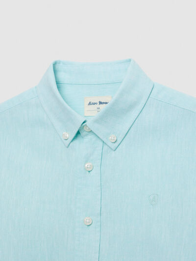 CAMISA LINO C. BOTON KIDS VERDE AGUA