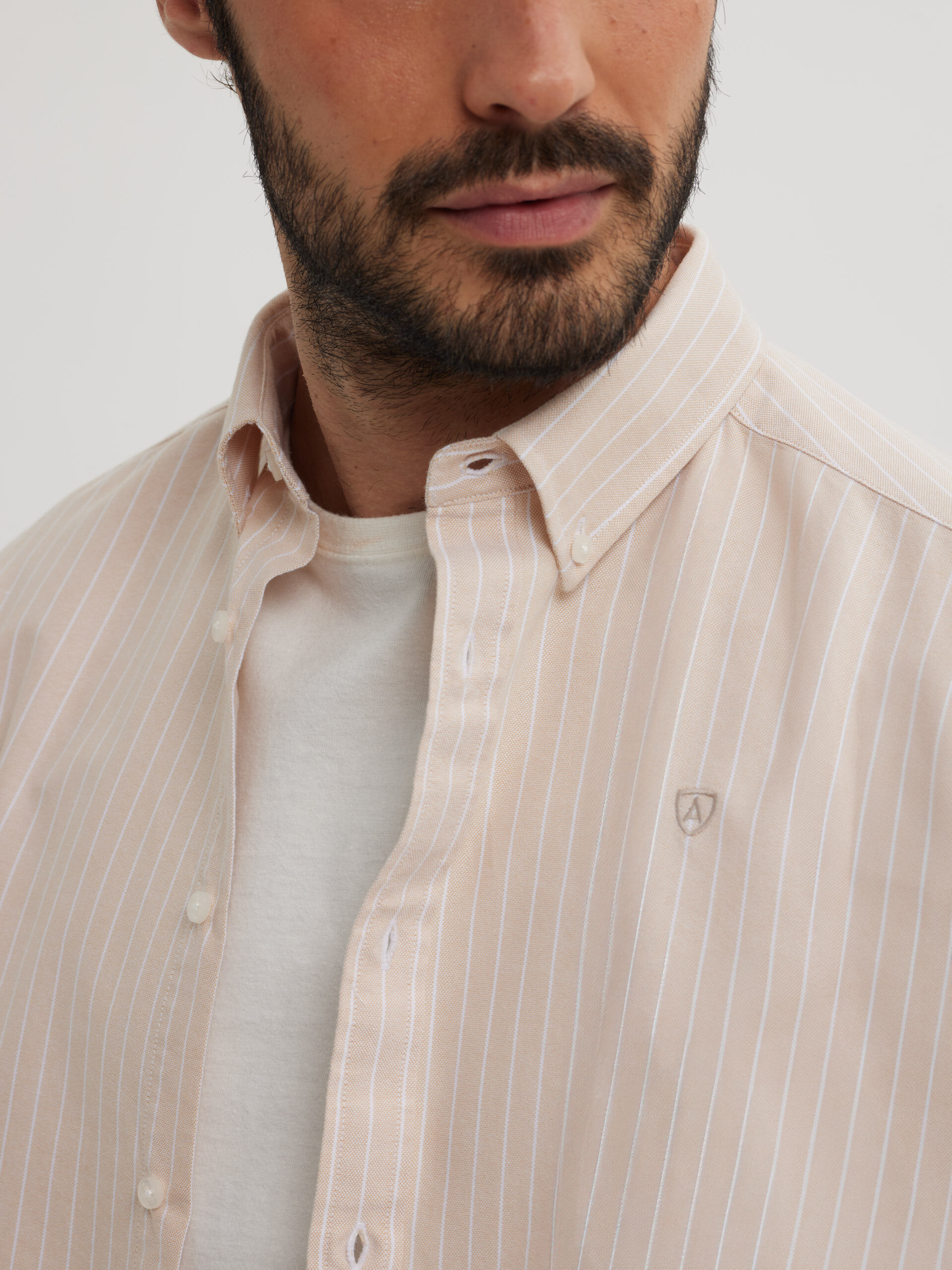 CAMISA OXFORD STRIPES BEIGE