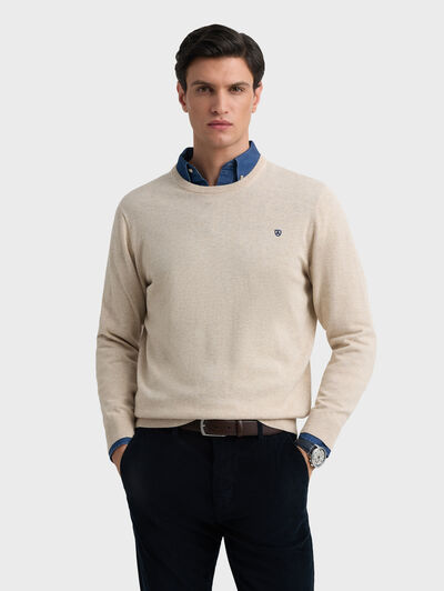 JERSEY ROUND NECK BASIC BEIGE