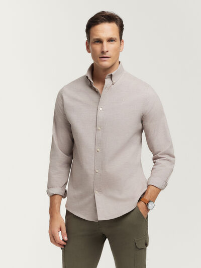 CAMISA FLANNEL TWILL BEIGE