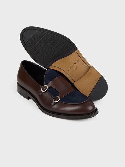 MOCASIN HEBILLAS BICOLOR AZUL MARINO