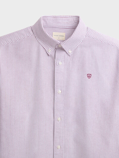CAMISA OXFORD STRIPES BURDEOS