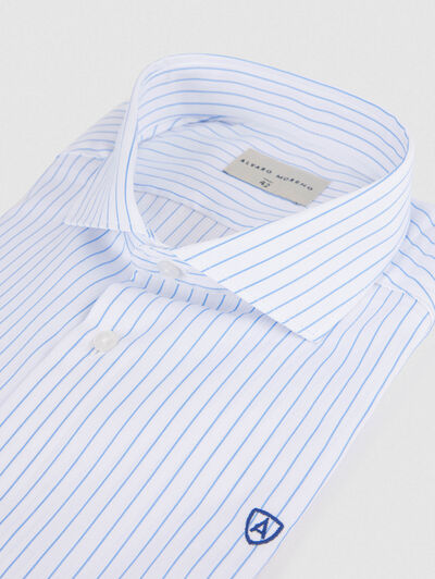 CAMISA RAYAS ESTRUCTURA CELESTE