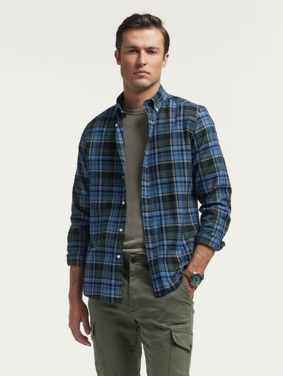 CAMISA FLANNEL TARTAN AZUL