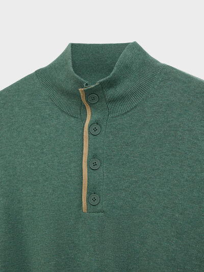 JERSEY BUTTON COLLAR VERDE