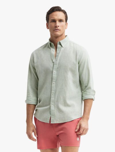 CAMISA LINO C.BOTON VERDE