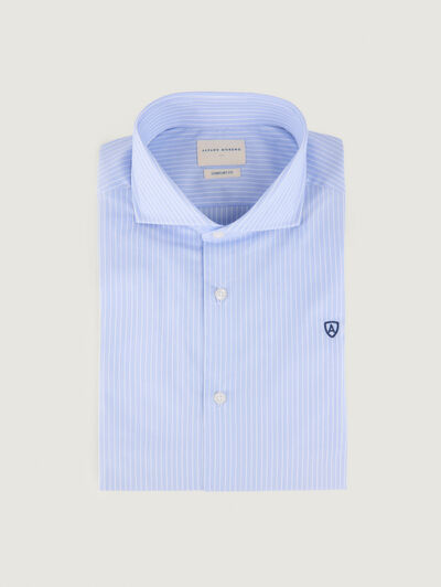 CAMISA COMFORT RAYAS CELESTE
