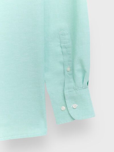 CAMISA LINO C.BOTON VERDE