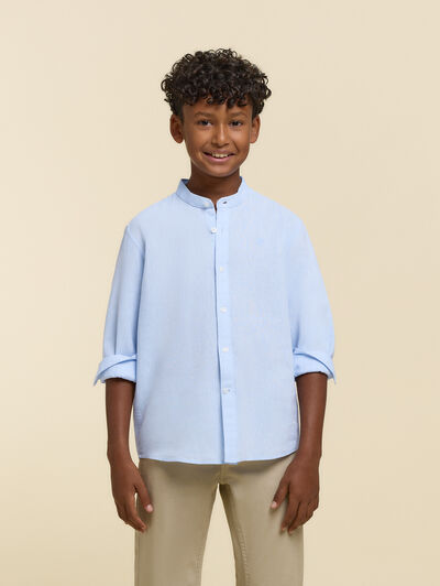 CAMISA LINO MAO KIDS CELESTE