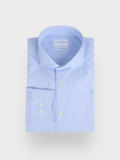 CAMISA VESTIR MIL RAYAS CELESTE