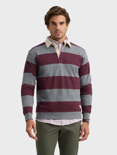 SUDADERA POLO RAYAS BURDEOS