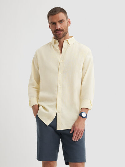 CAMISA LINO C. BOTON AMARILLO