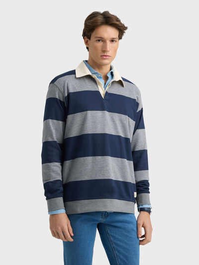 SUDADERA POLO RAYAS GRIS