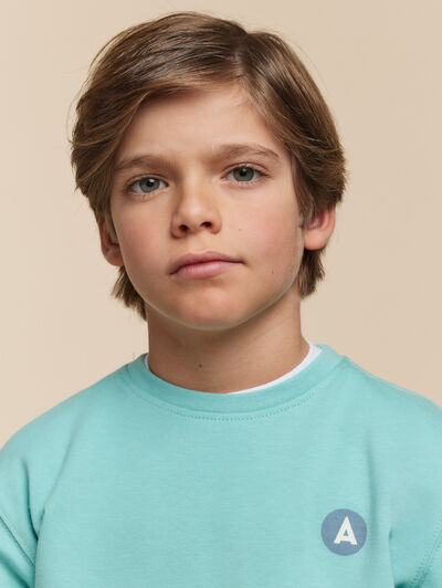 SUDADERA LOGO KIDS TURQUESA