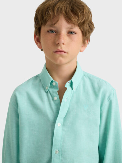 CAMISA LINO C.BOTON KIDS VERDE