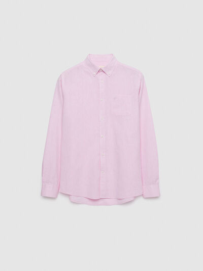 CAMISA LINO BOLSILLO ROSA