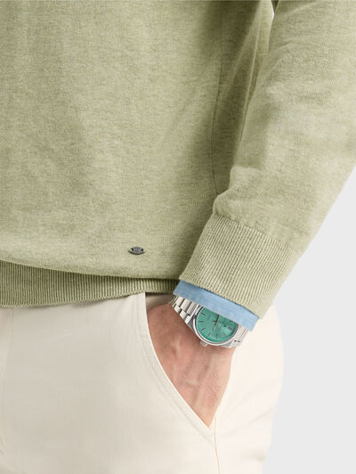 JERSEY BUTTON COLLAR VERDE