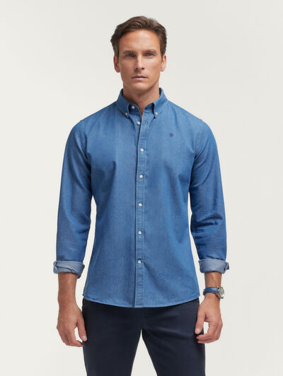 CAMISA DENIM SLUB AZUL