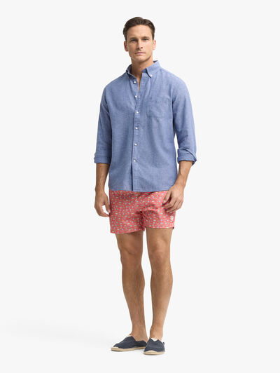 CAMISA LINO BOLSILLO AZUL MARINO