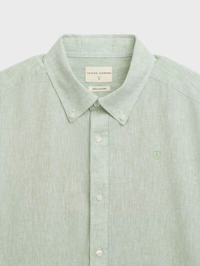 CAMISA LINO C.BOTON VERDE