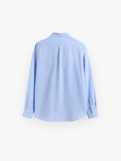 CAMISA LINO BOLSILLO AZUL