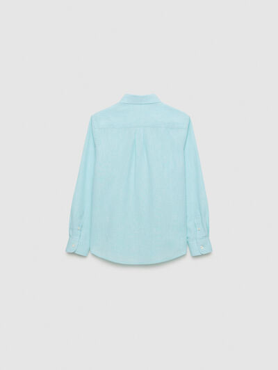 CAMISA LINO C. BOTON KIDS VERDE AGUA