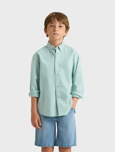 CAMISA OXFORD DYE KIDS VERDE AGUA
