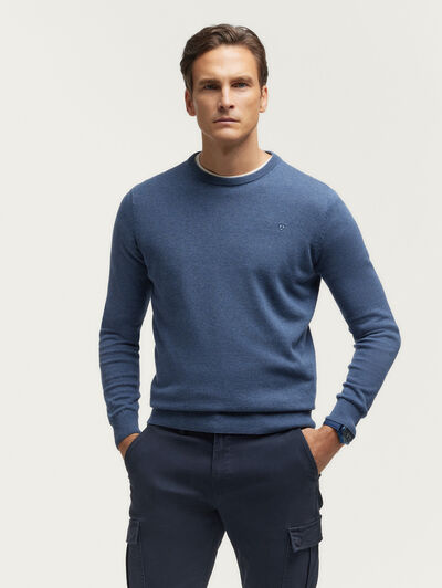 JERSEY ROUND NECK BASIC AZUL