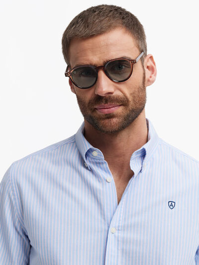 CAMISA PIN POINT RAYAS AZUL